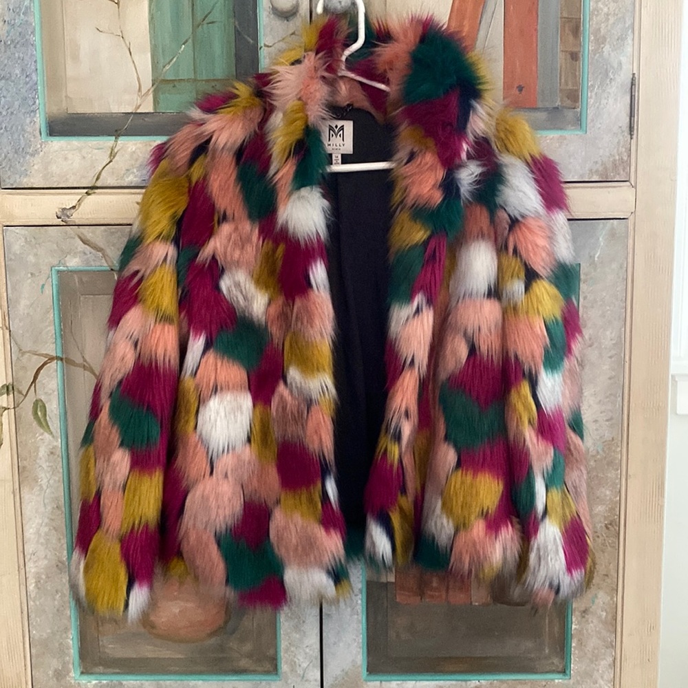 Milly Minis Color Faux Fur Jacket